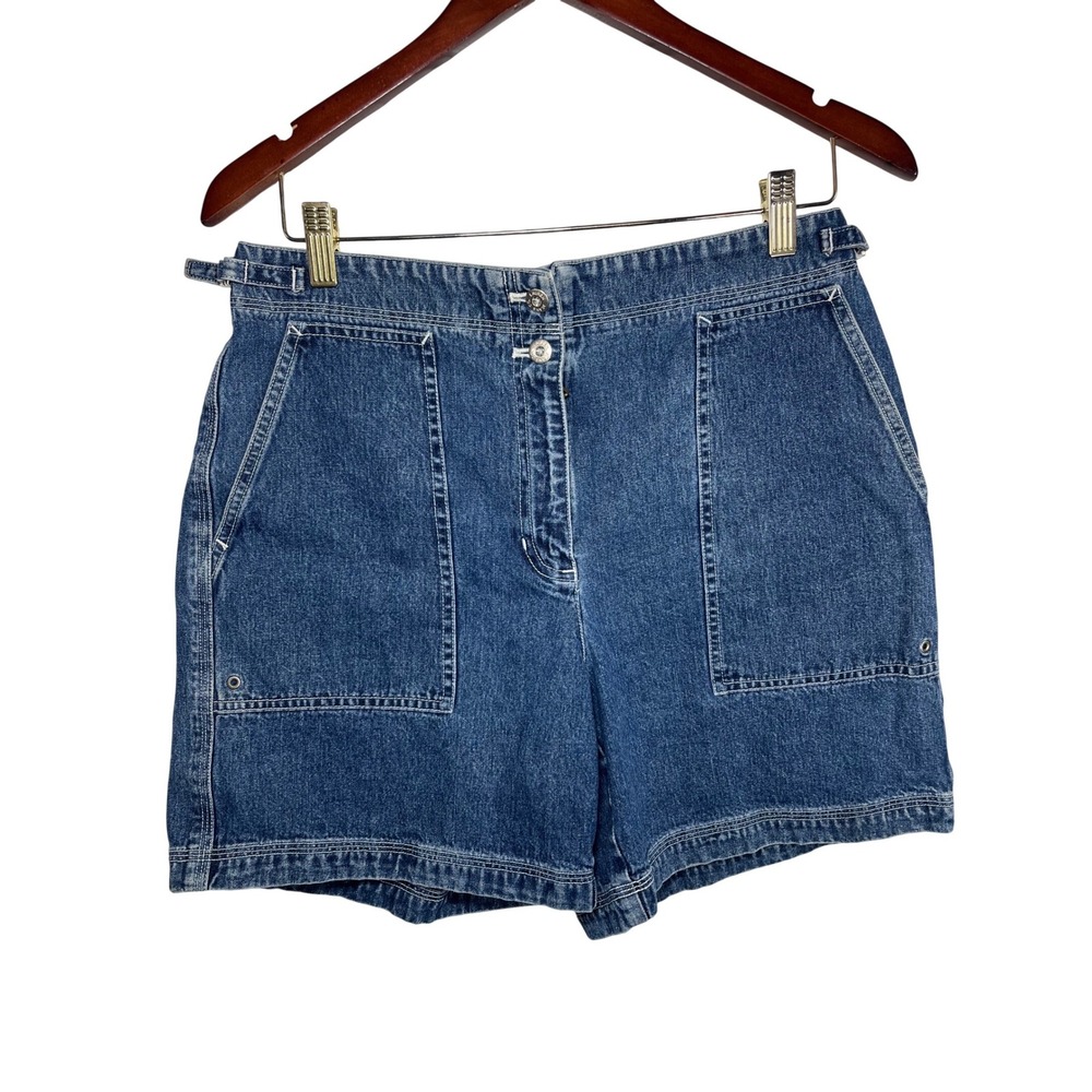Lauren Jeans Co Ralph Lauren Shorts Women 8 Blue High Rise Carpenter Side Cinch
